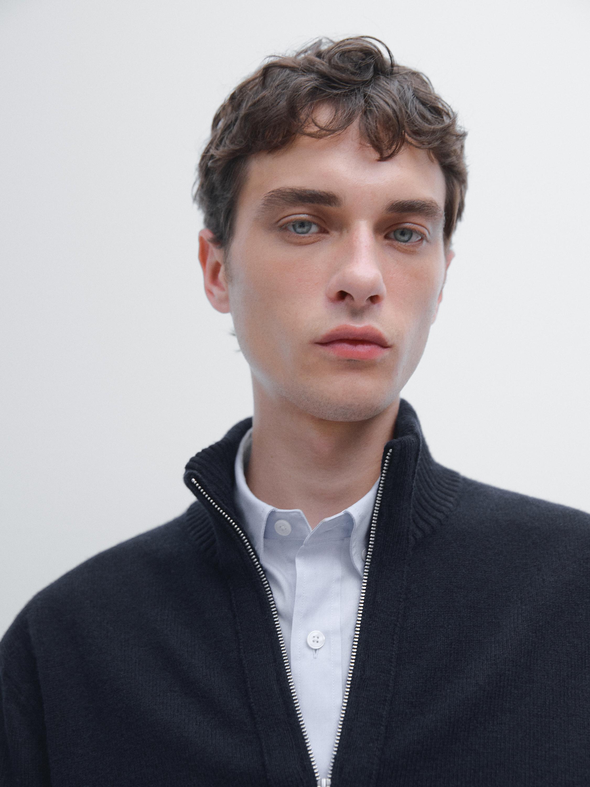 Cardigan en laine mélangée à fermeture Éclair